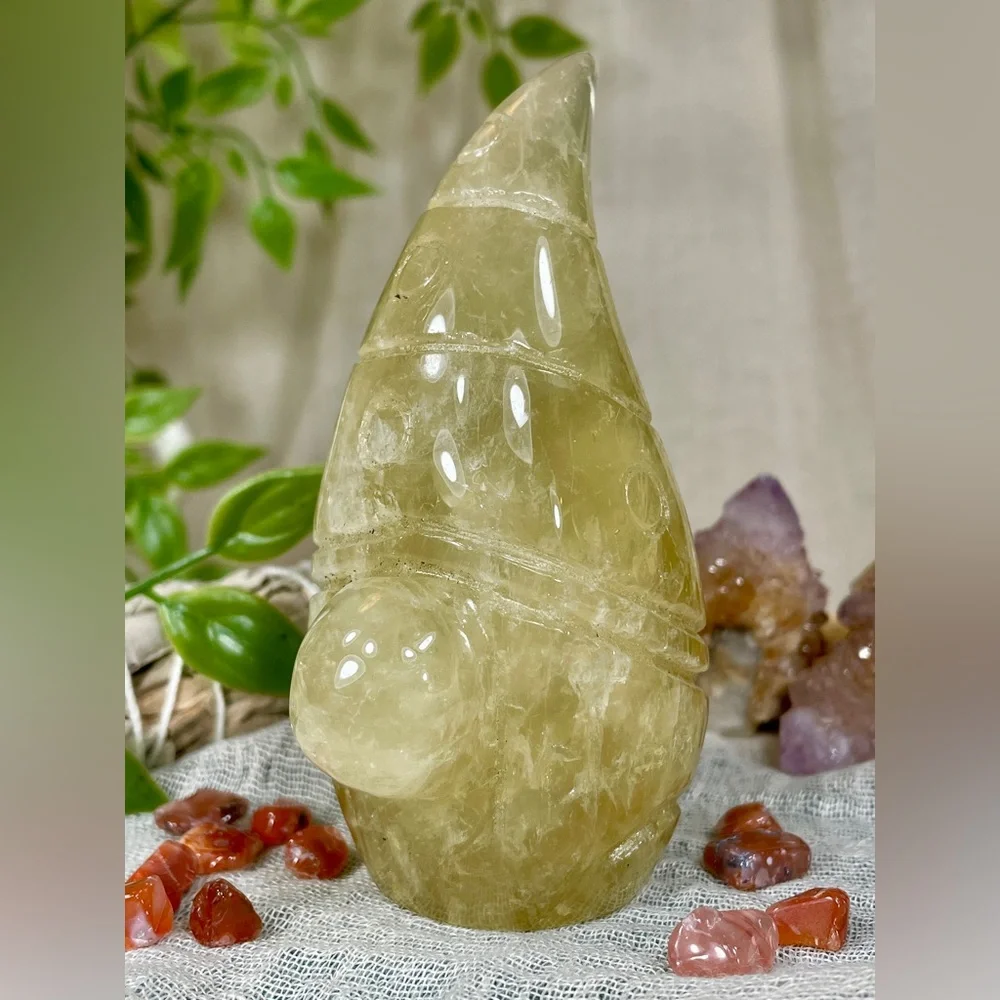 2513 Lemon Quartz Crystal Gnome Carving - Picture 3 of 11